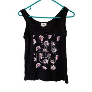 Old Navy Top Tank Womens XS Black Love is Forever Cotton Burner